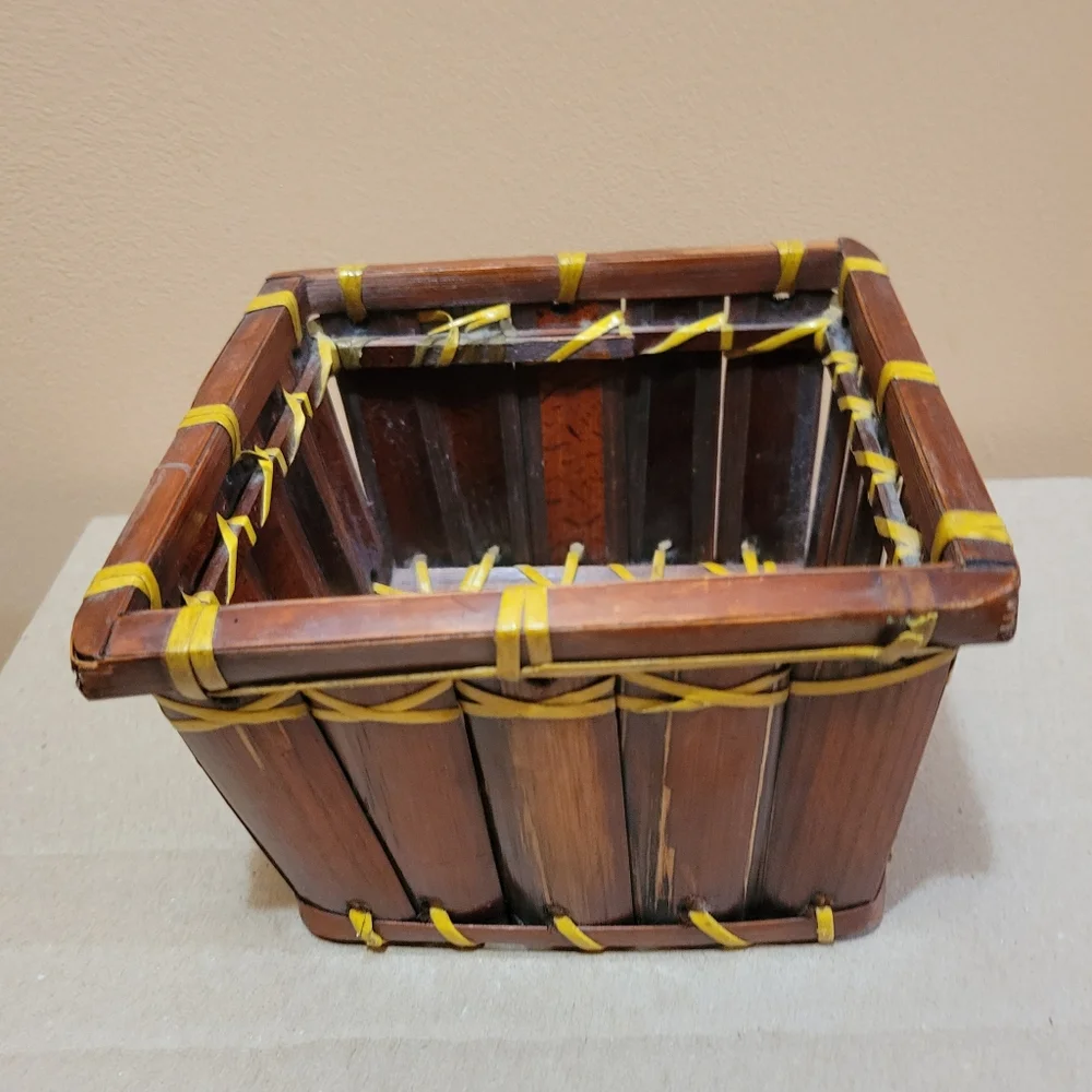 Vintage Small Handmade Bamboo Basket